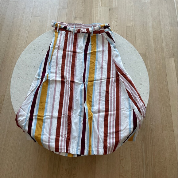 High Waisted Midi Striped Skirt Zara Belt Detail - Picture 8 of 9